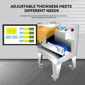 नया वाणिज्यिक पूरी तरह से स्वचालित पका हुआ मांस पतली स्लिसर मशीन स्टेनलेस स्टील ब्लेड बेकन हैम पोर्क के लिए समायोज्य मोटाई - Product Image 3