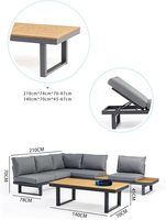 Ensemble de meubles d'extérieur en métal en forme de L, 3 pièces, canapé d'extérieur pour patio