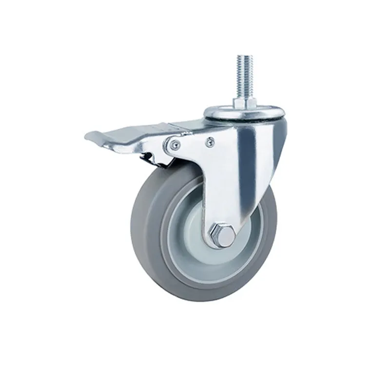 Roda giratória de parafuso de placa superior industrial TPR de serviço médio de 3 4 5 polegadas