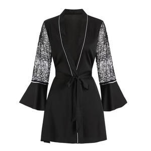 Peignoir sexy en soie glacée, <span class=keywords><strong>robe</strong></span> de nuit dos nu - Product Image 1