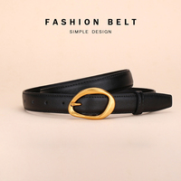Ceinture fine en cuir réglable pour femme avec boucle ardillon dorée – Idéale pour robes, tenues formelles et usage quotidien