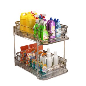Étagère de rangement sous l'évier à 3 niveaux en matériau PET, organisateur amovible pour armoire de salle de bain, boîte de rangement pour meuble-lavabo - Product Image 4