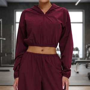Haut de yoga respirant à manches longues et fermeture éclair pour femme, coupe ample, couleur unie - Product Image 2