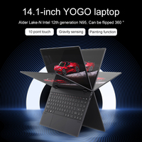 Ordinateur portable tactile 14,1 pouces FHD flambant neuf, écran tactile, Yoga 360 degrés rotatif, 2 en 1 convertible, Win10/11, mini ordinateur portable Yoga