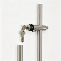 Poignée de porte en verre verticale longue en acier inoxydable 304 avec serrure à clé, poignée de sécurité pour porte d'entrée en verre de magasin commercial