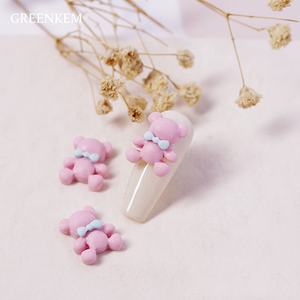 10 unids/bolsa giratorio rojo dibujos animados lindo oso giratorio tridimensional Color cálido oso de peluche chica 3D oso de peluche encanto de <span class=keywords><strong>uñas</strong></span> - Product Image 4