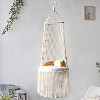 Nouvelle arrivée : hamac en macramé en corde de coton pour chats, lit pour animaux de compagnie écologique avec motif uni, niche pour chat, été