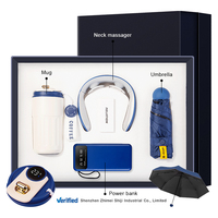 2024 tasse à café de qualité haut de gamme de luxe + masseur de cou + mini parapluie + batterie externe 10000mAh 4 en 1 coffret cadeau d'affaires