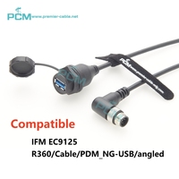Cable de Programación con Conector USB a M12 Angular IP67 de 5 Pines con Código B, Compatible con Módulos de Diálogo de Procesos IFM EC9125 PDM360 NG
