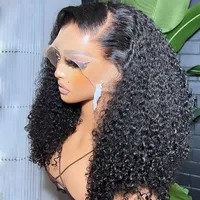 Pixice rizado Wear and Go 13*4 4*4 onda de agua italiano rizado 350% SDD 13X4 pelucas delanteras de encaje rizado sin pegamento para mujeres