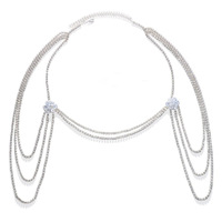 Chaîne de corps sexy multicouche en strass, collier chaîne d'épaule en alliage doré de luxe pour mariée, accessoires de fête et de mariage, 45 cm