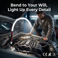 Lampe de travail LED flexible - Lampe d'entretien en silicone haute puissance - Lampe de réparation automobile portable rechargeable - USB - Noir
