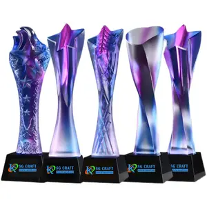 Briiliant Crystal Custom Crystal Star Award For Champion Trophy