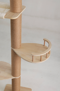 Luxury Oak Wooden Tree Tower Floor to Ceiling Pet Scratching <b>Post</b> Sisal Multi <b>Level</b> Platform Adjustable Height 215 275cm - Product Image 4