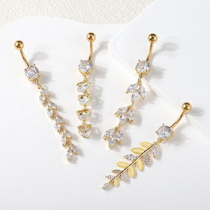 In acciaio <span class=keywords><strong>inox</strong></span> ipoallergenico ciondolo anello Ombligo 14G 10mm Sexy pulsante ombelico Piercing chiaro zircone rotondo - Product Image 3