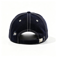 Gorra de Béisbol de Mezclilla de Algodón de 6 Paneles con Logotipo Personalizado, Colores Sólidos, Parche Bordado, Estilo Dad Hat, Patrón de Letras Desgastadas, Hebilla Plateada/Cobre