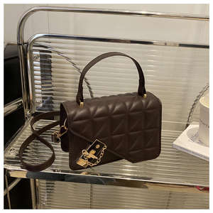 Sac bandoulière tendance en PU couleur unie 2026, sac bandoulière tendance à carreaux - Product Image 4