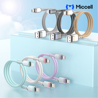 Miccell téléphone portable universel charge rapide type-c câble en Nylon tressé dégradé de couleur Transparent USB 2.0 pour écouteur Mobile