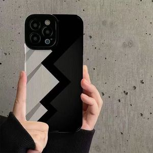 Custodia per <span class=keywords><strong>iPhone</strong></span> 17Air 13 <span class=keywords><strong>14</strong></span> 15 16 <span class=keywords><strong>Pro</strong></span> Max con motivo geometrico creativo a polilinee, <span class=keywords><strong>nera</strong></span> e bianca, morbida e antiurto - Product Image 1