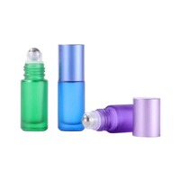 Bouteilles à bille en verre givré personnalisées, couleur arc-en-ciel, 5 ml, 10 ml, écologiques, pour huiles essentielles, avec sérigraphie, emballage cosmétique vide