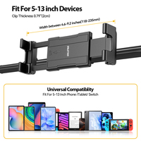 Support de tablette en alliage d'aluminium pour siège arrière de voiture Support d'appui-tête réglable de manière flexible Universel 5-13 pouces pour téléphones portables et tablettes