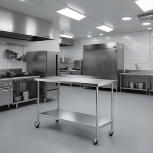 Stainless Steel <b>Worktable</b> 24 X 60 X 40 Inch Heavy Duty With Casters For Commercial Kitchen Prep - Product Image 2