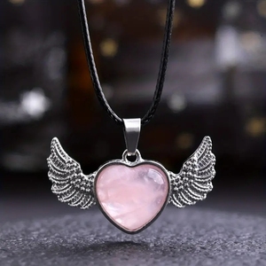 Collana con Ciondolo a Forma di <span class=keywords><strong>Cuore</strong></span> in Pietra Naturale, Cristallo di Avventurina Verde e Quarzo Rosa per Donna - Product Image 4