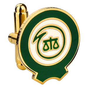 Boutons de manchette en métal laiton doré avec logo en émail doux rond personnalisé - Product Image 3