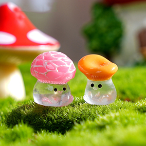 Miniatur bercahaya Resin Mini bercahaya Jamur Kerajinan patung untuk DIY peri terarium taman rumah boneka dekorasi akuarium - Product Image 4