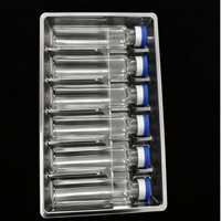 Plateau en plastique 6 compartiments de 10 ml pour poudre lyophilisée, boîte en plastique PET de haute qualité, vente en gros pour emballage de bouteilles en verre, plateau d'emballage pour peptides