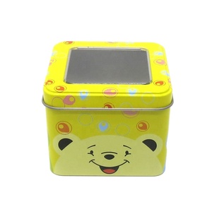 Square shape metal watch tin gift packaging box with plastic window