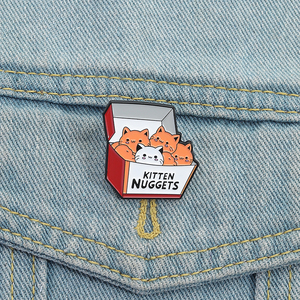 Boîte de chatons pépites émail broche drôle chat broche Fast Food Style revers Badge bijoux cadeau pour amis et Fans - Product Image 1