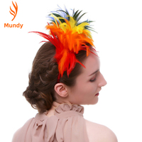 Serre-tête pliable fait main avec plumes colorées pour fêtes, Halloween, carnaval, Noël, cosplay, spectacles sur scène, mariages
