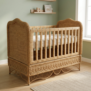 Cuna de lujo para bebé, cuna de mimbre, cuna de ratán, cuna boho para habitación infantil, cuna de hotel, cuna de lujo hecha a mano, natural. - Product Image 2