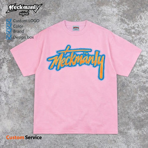 Camiseta Meckmanly para Hombre, Estampado de Flores Rosadas, Cuello Redondo, Manga Corta, Estilo Urbano, 100% Algodón Jersey, Transpirable - Product Image 1