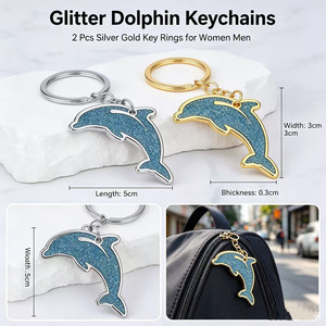 OEM custom design factory price Glitter Dolphin Keychain Zinc Alloy Metal Fashion Accessory for <b>Backpacks</b> and Bags - Product Image 2