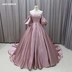 Robe de bal en satin pour mariée, robes de soirée sexy, robes de cérémonie plissées Mz0002 - Product Image 1