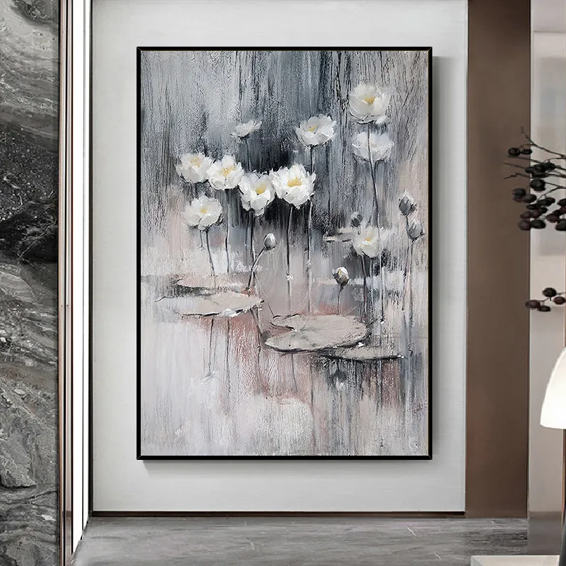 Lotus Flower Painting Black And White Painting Ideas Vertical Wall Art Homegoods Wall Art