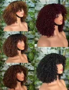 Promotion $62 Pixie Curly with Bang Human Hair <b>Bob</b> Curly <b>Wig</b> Raw Virgin Human Hair Machine Made Non Lace with Frange Wholesale - Product Image 3