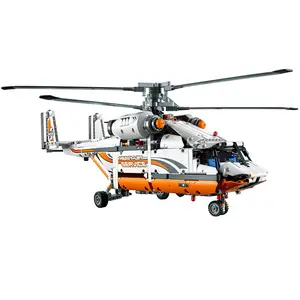 新しい到着電動ヘビーリフトヘリコプター技術互換42052飛行機モデルDIYアセンブリレンガおもちゃビルディングブロックセット