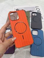 Coque de téléphone TPU+PC en stock usine avec charge magnétique sans fil pour iPhone 17 16 15 Pro Max, texture tissée, design personnalisé