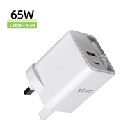 Vente en gros OEM ODM, Chargeur Super Rapide GaN 65W Multi-Ports USB-C PD QC3.0 PPS pour iPhone Mac Samsung, Fournisseur d'usine avec prise UK