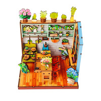 Kit de maison miniature à faire soi-même pour fleuristes - Puzzles en bois 3D Mini maison avec des matériaux complets pour l'artisanat floral