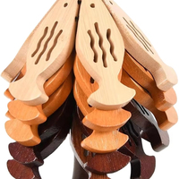Ensemble de 4 dessous-de-plat modernes en bois, motif moulin à vent et arbre, résistants à la chaleur, pour cuisine et table