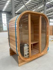 Sauna a Infrarossi Moderna in Cedro Rosso per 6 Persone, Cubo da Esterno Adatto per Villa, Porta Esterna in Vetro Temperato, Stufa Elettrica 6kW - Product Image 4