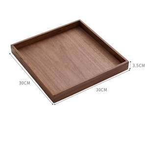 Plateau en bois de noyer noir de luxe, empilable, rectangulaire, carré, rustique, de haute qualité, en gros, pour les pâtes, les gâteaux, les plateaux à café - Product Image 5