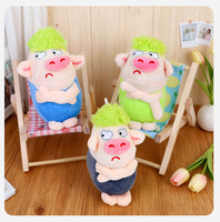 Porte-clés cochon en peluche super doux en coton PP, vert, mignon, avec poils à tirer, accessoire de sac, petit cadeau