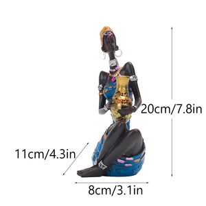 Estatuilla de resina de África ESTATUA DE MUJER NEGRA escultura Tribal de dama para Decoración de mesa sala de estar decoración del hogar - Product Image 2