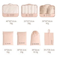 Lot de 7 pièces de logo personnalisé à fermeture à glissière tendance Sac de rangement pour vêtements en polyester maillé Ensemble organisateur de bagages de voyage Cubes d'emballage