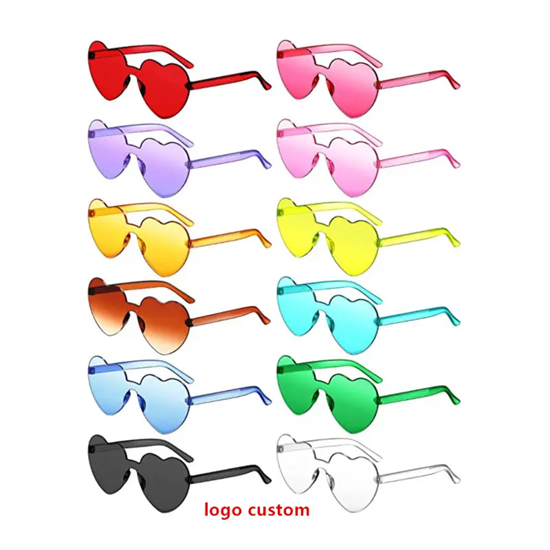 2022 logo print custom hot selling in 2023 one piece love heart glasses heart shaped sunglasses for women